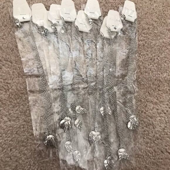 Unbranded Jewelry - Wholesale Lot of 10 Sets, Silver Best Friend 2 Piece Heart Necklaces for resale